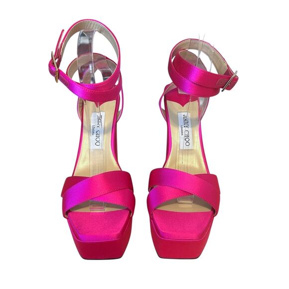 Jimmy Choo Gaia Pink Platform High Heel Sandals Size 39.5 - Picture 4 of 12